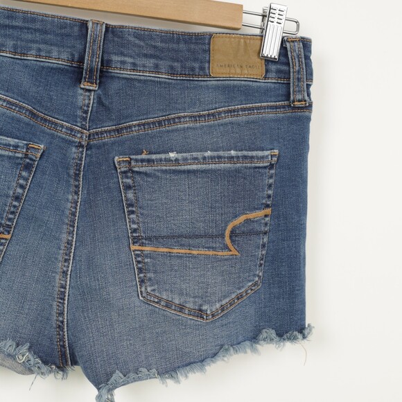 American Eagle Outfitters Distressed Button Fly Hi Rise Shortie Shorts size 6 - Picture 6 of 8